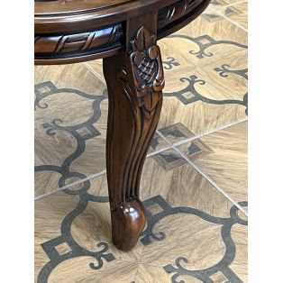 Банкетка резная PAB 21 из красного дерева (зелёная кожа)