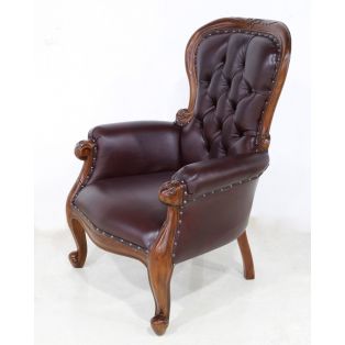 Кожаное кресло Grandfather с деревянным каркасом BAС 011 (бордовая кожа)