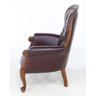 Кожаное кресло Grandfather с деревянным каркасом BAС 011 (бордовая кожа)