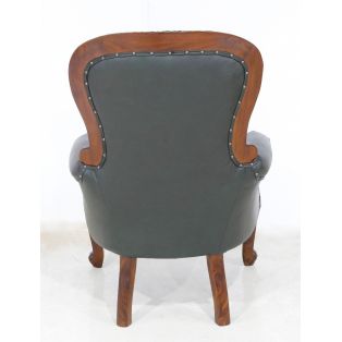Кожаное кресло Grandfather с деревянным каркасом BAС 011 (зелёная кожа)