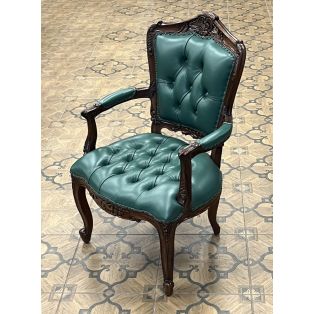 кресло кожаное PAC 51, обито кожей зелёного цвета