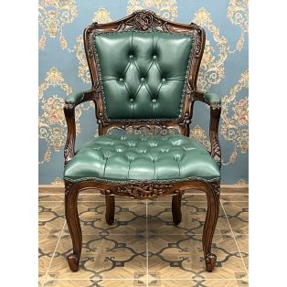 кресло кожаное PAC 51, обито кожей зелёного цвета