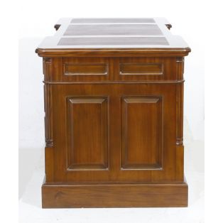 BPD 140 burgundy Стол письменный двухтумбовый, коричневая кожа