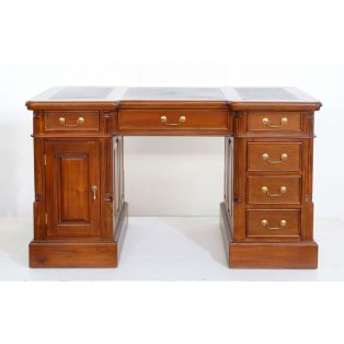 BPD 140 Стол письменный двухтумбовый, зелёная кожа