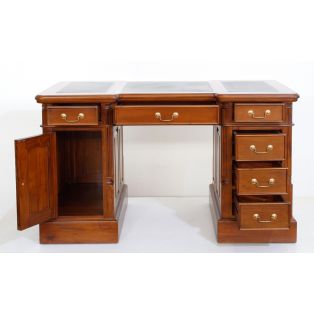 BPD 140 Стол письменный двухтумбовый, зелёная кожа