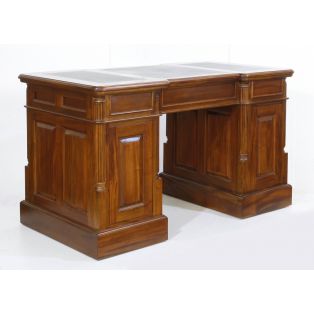 BPD 140 Стол письменный двухтумбовый, зелёная кожа