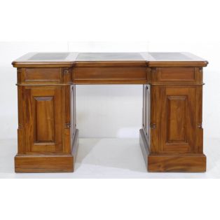 BPD 140 Стол письменный двухтумбовый, зелёная кожа