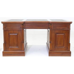 BPD 160 dark brown Cтол письменный двухтумбовый, коричневая кожа