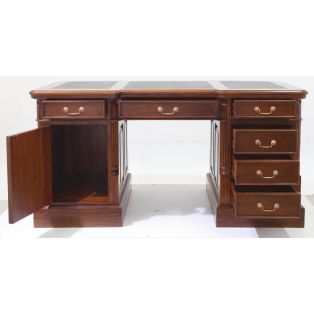 BPD 160 dark brown Cтол письменный двухтумбовый, коричневая кожа