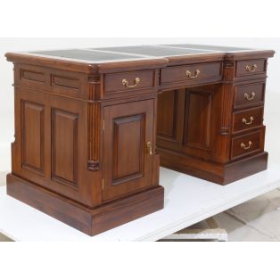 BPD 160 dark brown Cтол письменный двухтумбовый, коричневая кожа