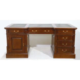 BPD 180 Стол письменный двухтумбовый, зелёная кожа