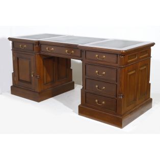 BPD 180 Стол письменный двухтумбовый, зелёная кожа