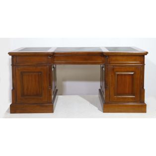 BPD 180 Стол письменный двухтумбовый, зелёная кожа