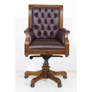 Кресло руководителя BAC 301 burgundy, натуральная кожа бордового цвета