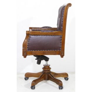 Кресло руководителя BAC 301 burgundy, натуральная кожа бордового цвета