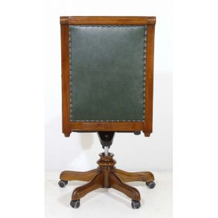 Кресло руководителя деревянное регулируемое BAC 301, натуральная кожа зелёного цвета